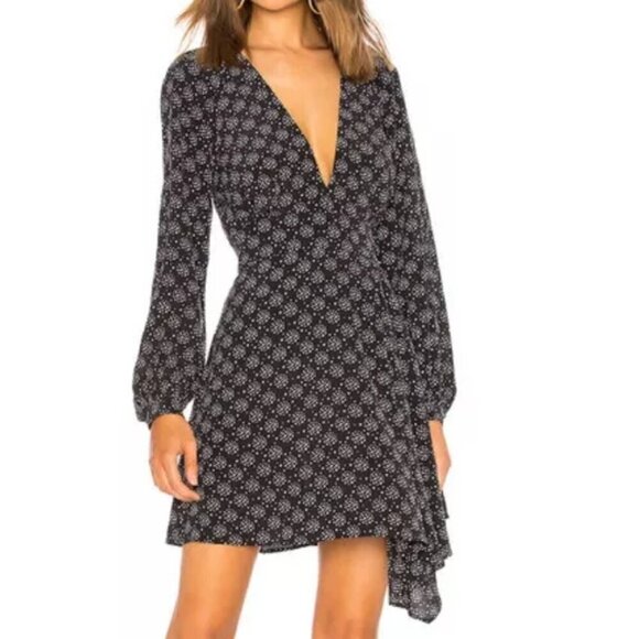 Equipment Femme Women's Size 2 Alexandria Black White Stars Silk Mini Dress - Picture 1 of 13